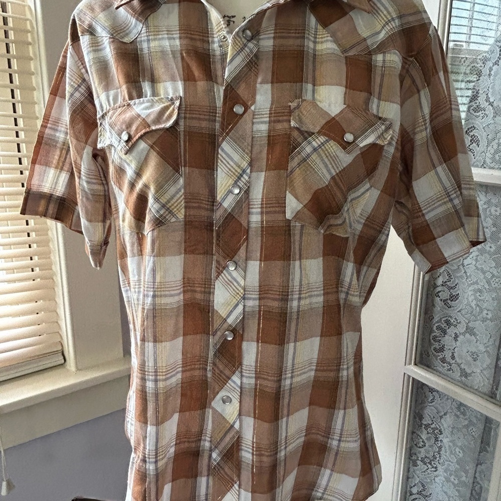Western shirt with Pearl Snaps Plaid Western Shirt Women’s Sz M - Picture 2 of 10